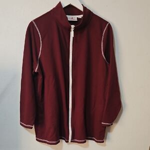 Quacker Factory Vintage French Terry Zip Front Jacket 1x